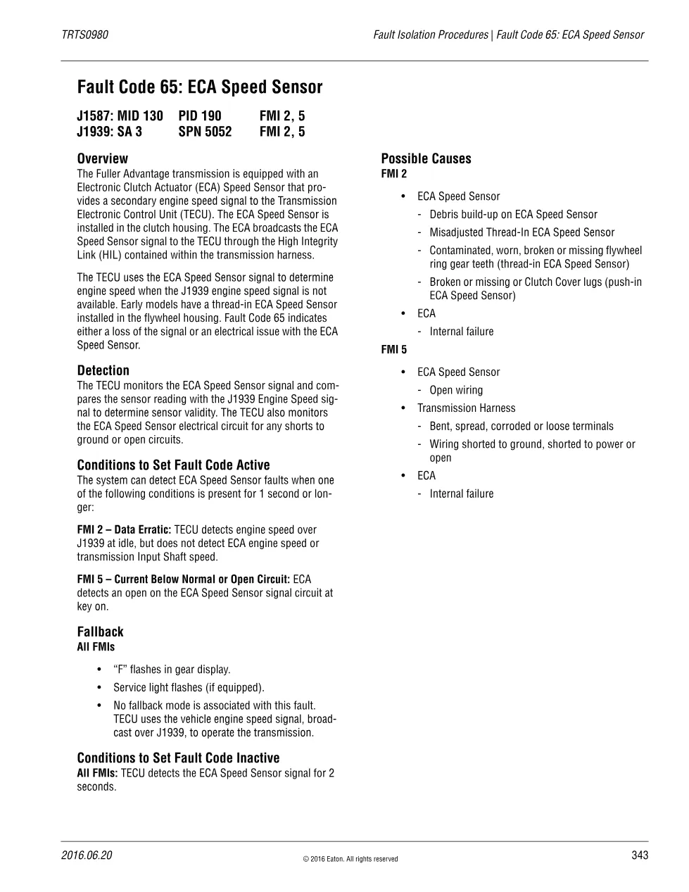 Fault Code 65 explained – Eaton Fuller Advantage, TRTS0980 PDF (3 - preview page 1 of 3
