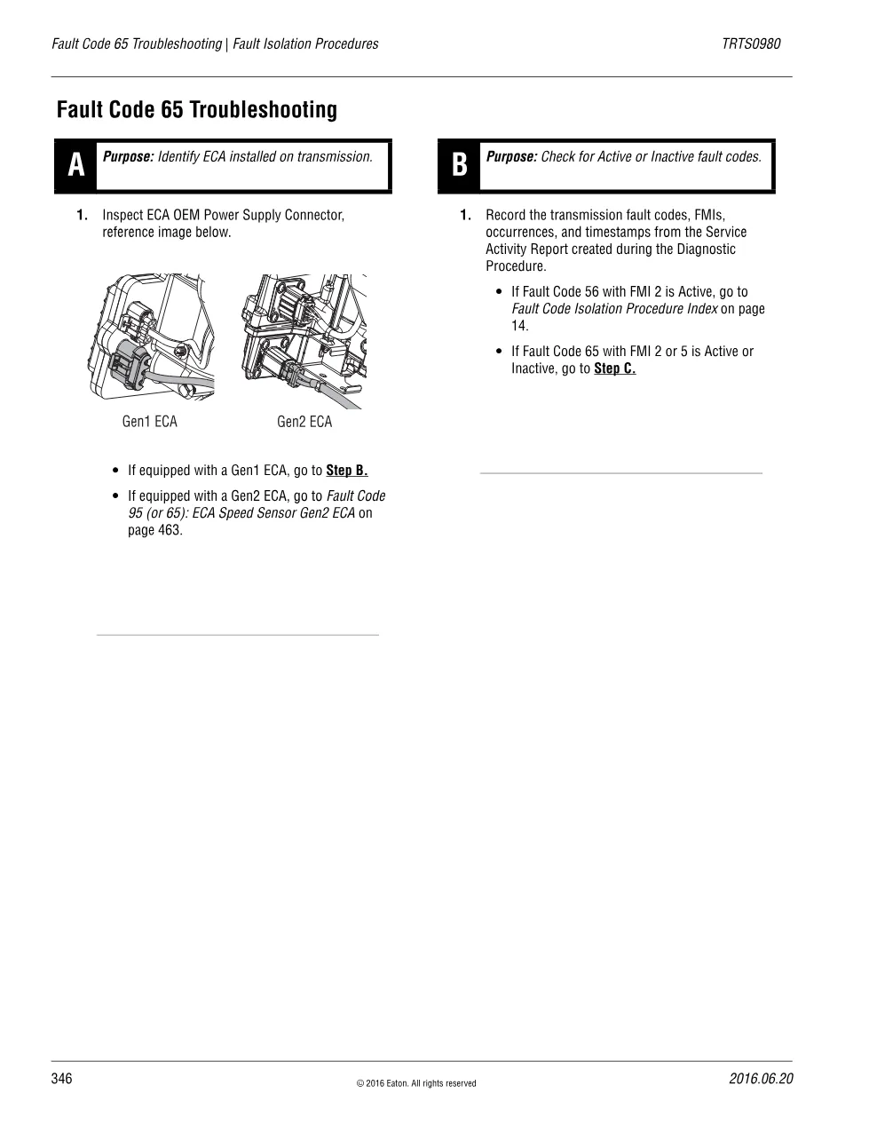 Fault Code 65 Troubleshooting — Eaton Fuller Advantage ECA Speed - preview page 1 of 6