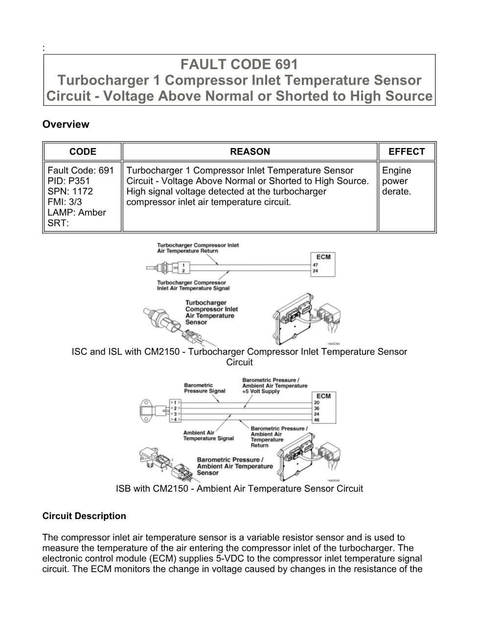 fault code 691 DTCs Troubleshooting Manual — Code 691 — PDF, - preview page 1 of 3