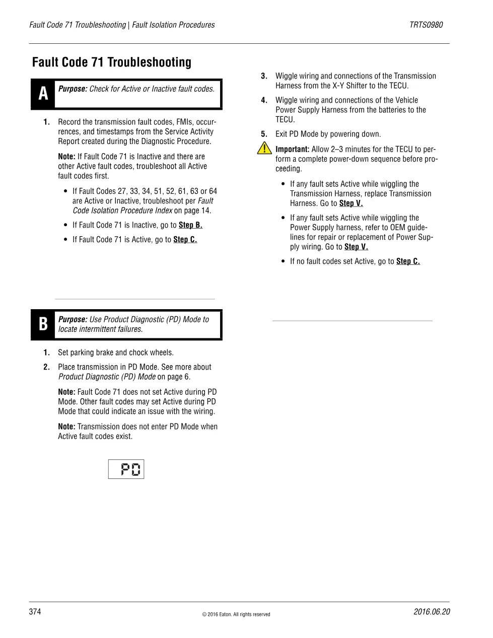 Fault Code 71 Troubleshooting — Eaton Fuller Advantage X-Y - preview page 1 of 5