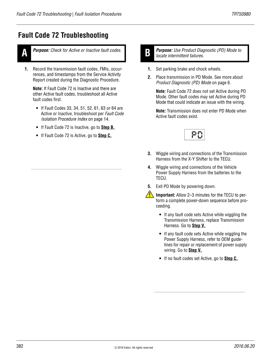Fault Code 72 Troubleshooting — Eaton Fuller Advantage X-Y - preview page 1 of 5