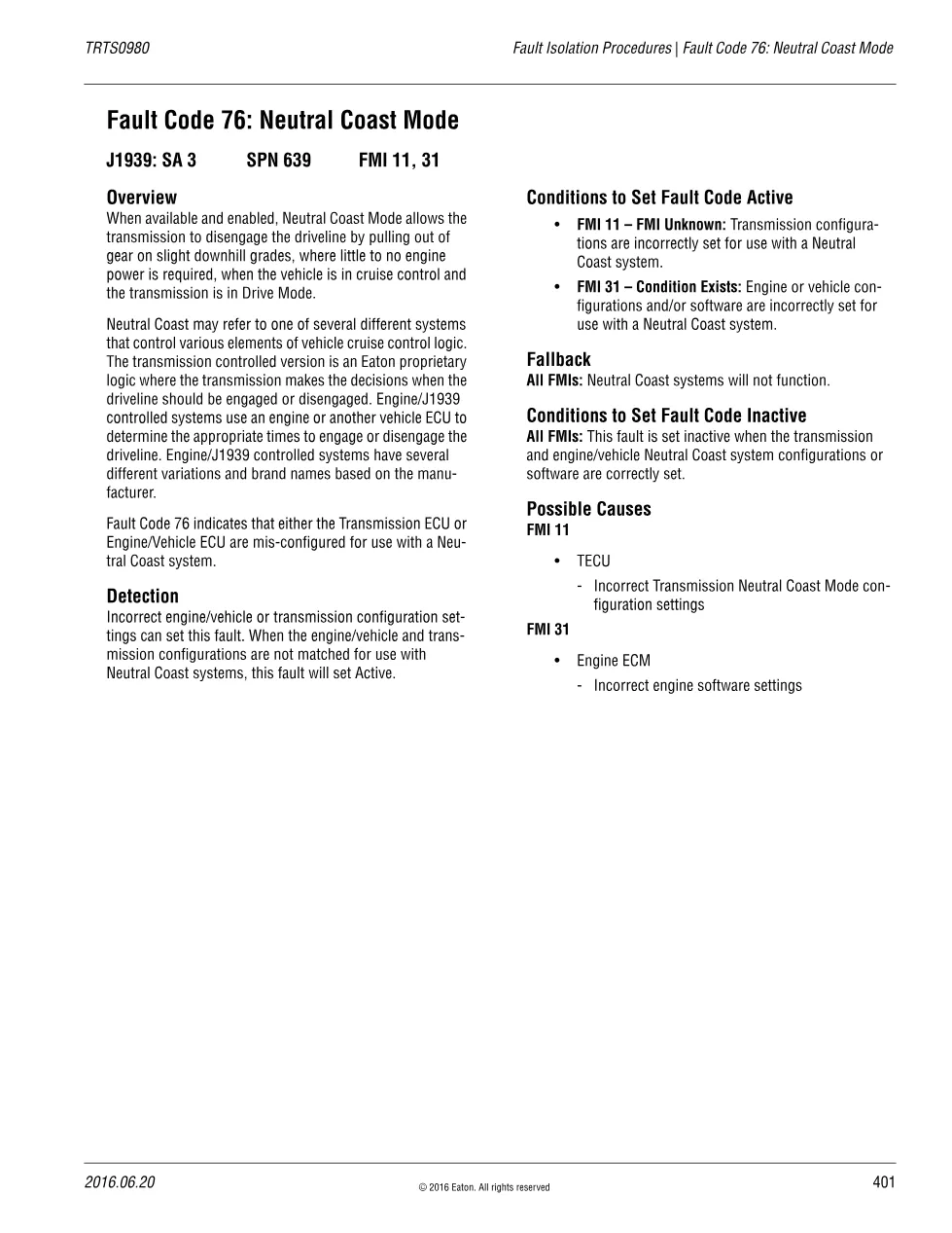 fault code 76 neutral: Neutral Coast Mode – Fuller Advantage - preview page 1 of 2