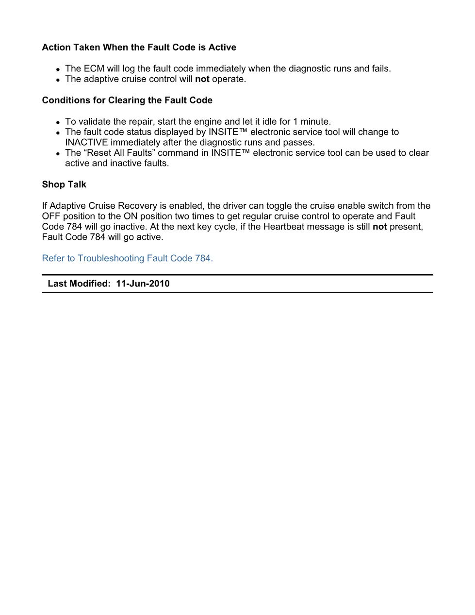 fault code 784 DTCs: Adaptive cruise control mode — ISX11.9 - preview page 2 of 6