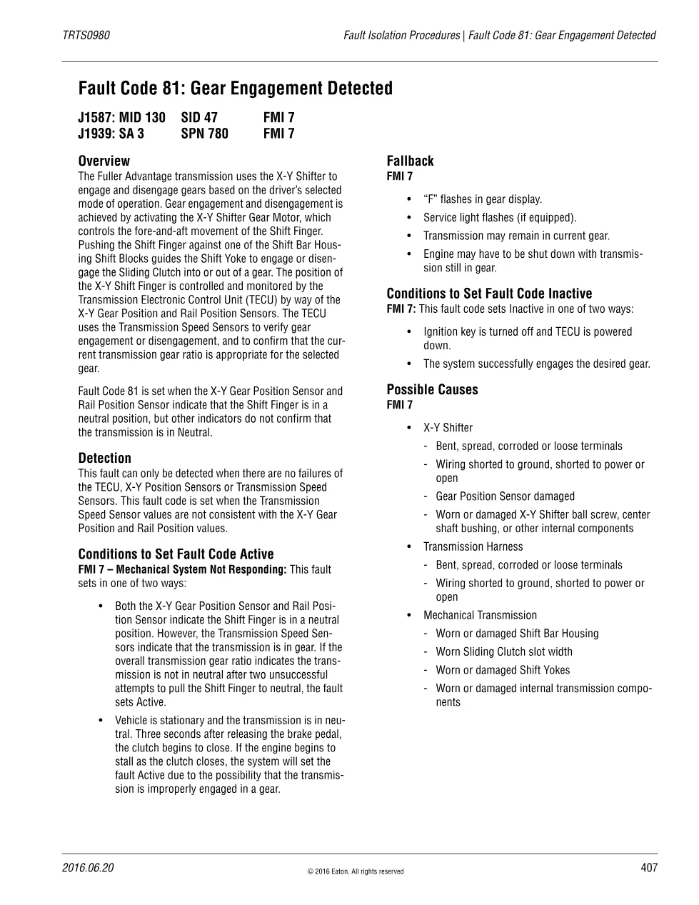 fault code 81 gear: Gear Engagement Detected – Fuller Advantage - preview page 1 of 3