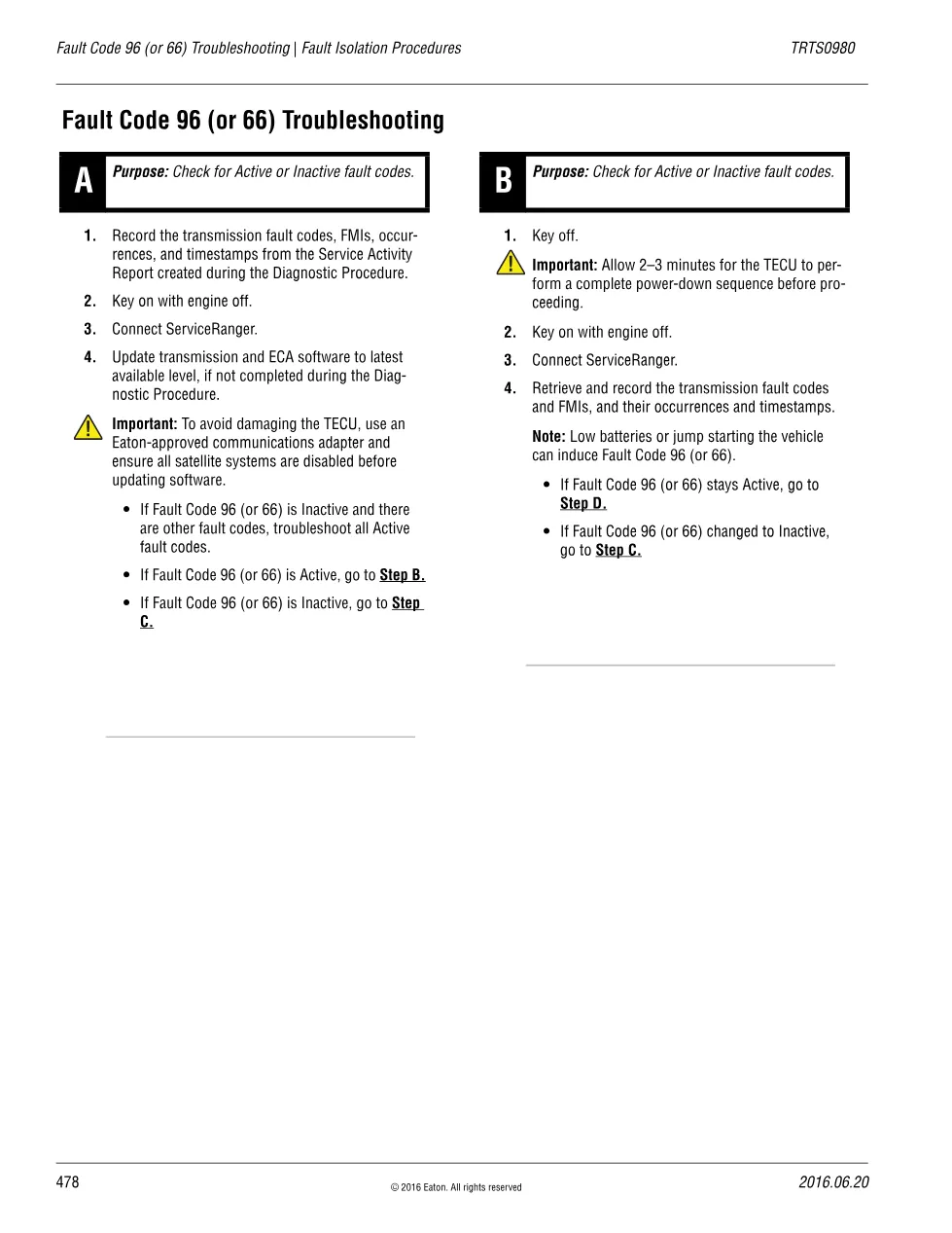 Fault Code 96 Troubleshooting — Eaton ECA Power Supply Fault - preview page 1 of 6
