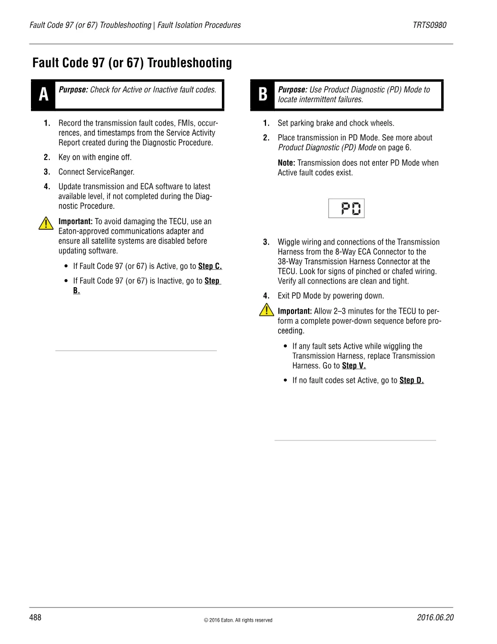 Fault Code 97 Troubleshooting — Eaton ECA Ignition Voltage Fault - preview page 1 of 3