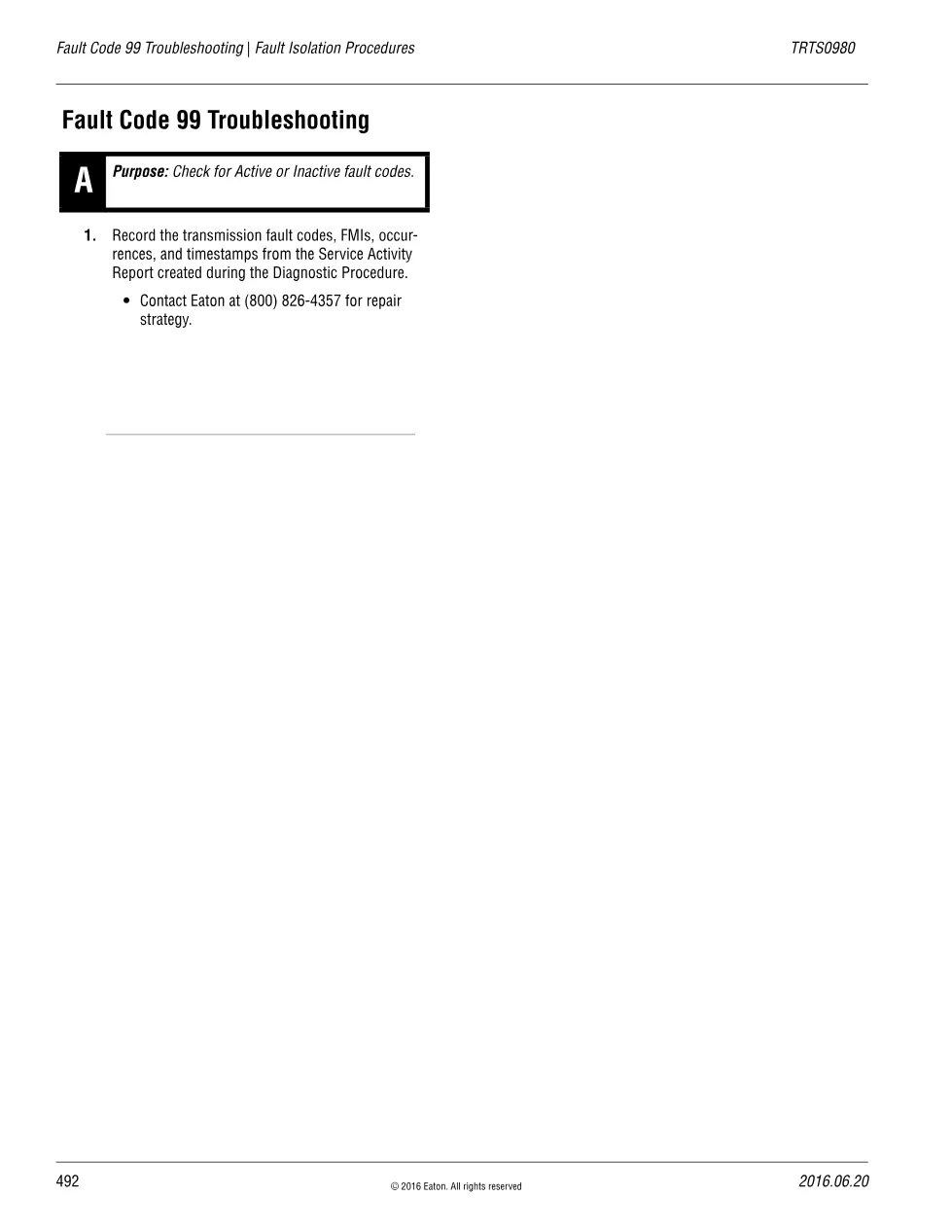 Fault Code 99 Troubleshooting — Eaton Fuller Advantage Fault - page 1 is available after signing in