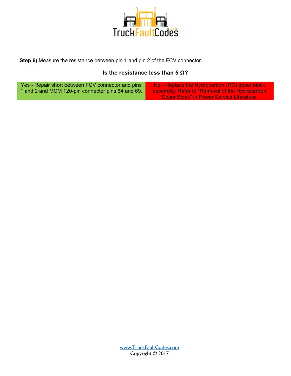 FCV circuit failed high — SPN 3482 FMI 3 — Detroit DD Series (EPA - page 2 is available after signing in