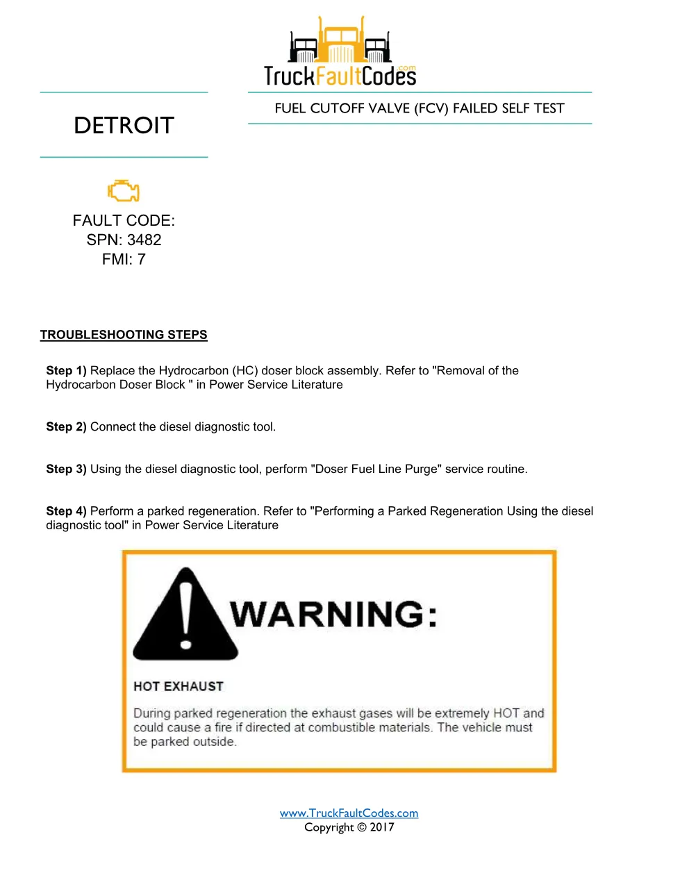 FCV failed self test — SPN 3482 FMI 7 — Detroit DD Series (EPA - page 1 is available after signing in