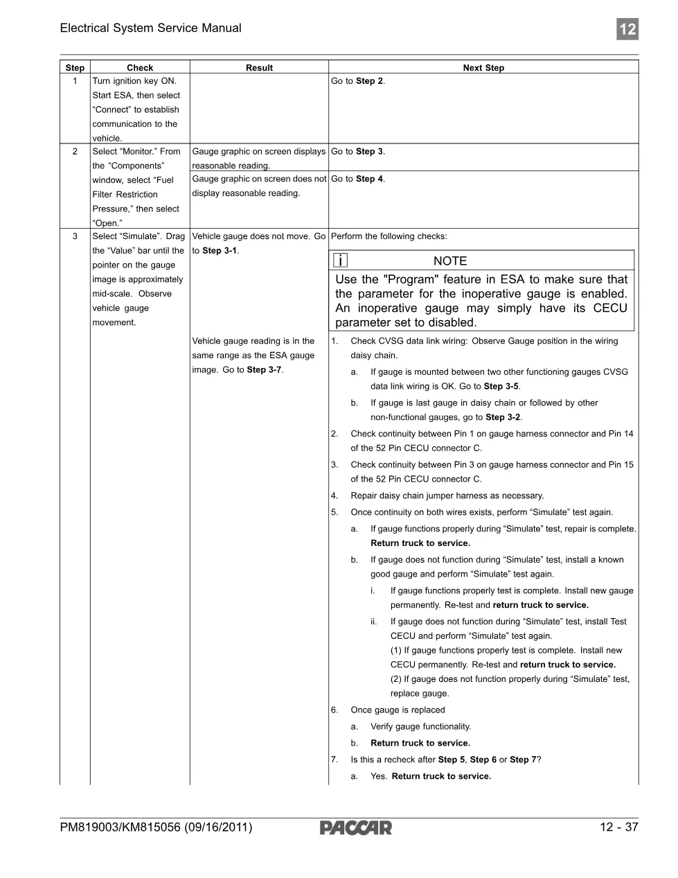 PACCAR fuel filter restriction gauge Codes — DTC 1603 1604 - preview page 2 of 4