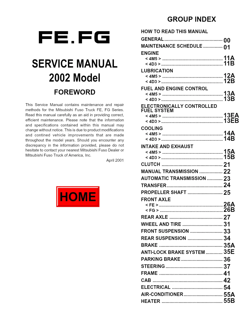 Fuso FH Service Manual — 2002-2004 Model Workshop Guide, Pub No. - preview page 2 of 6