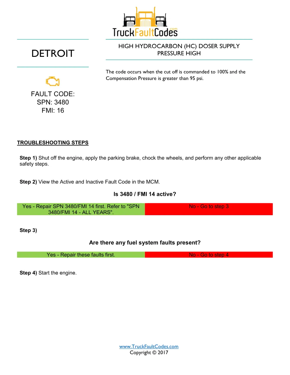 HC doser supply pressure — SPN 3480 FMI 16 — Detroit DD Series - preview page 1 of 3