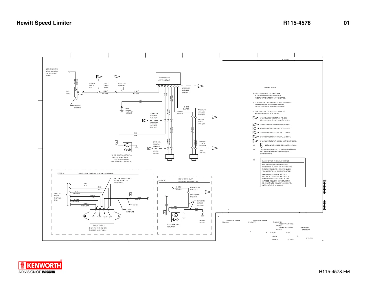 Hewitt Speed Limiter wiring diagram R115-4578 for Kenworth with - page 1 is available after signing in