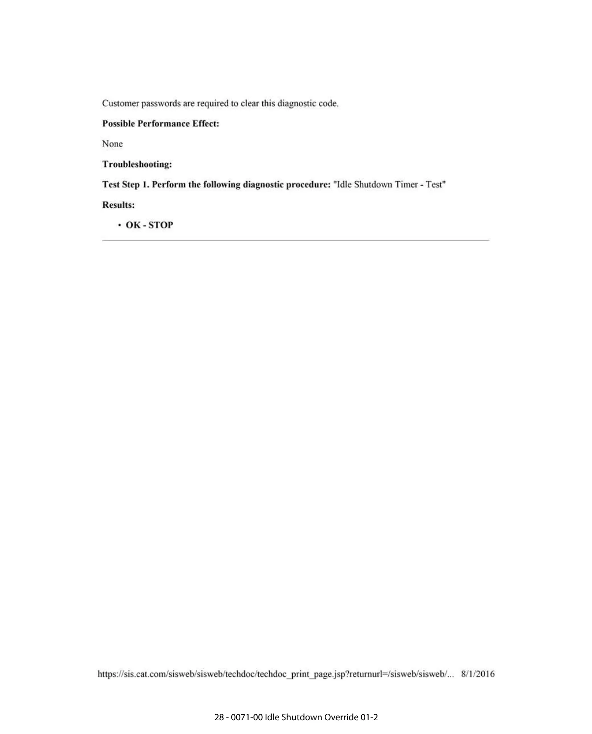 Idle Shutdown Override DTCs — DTC Reference 0071-00 — PDF, 2 Pages - page 2 is available after signing in