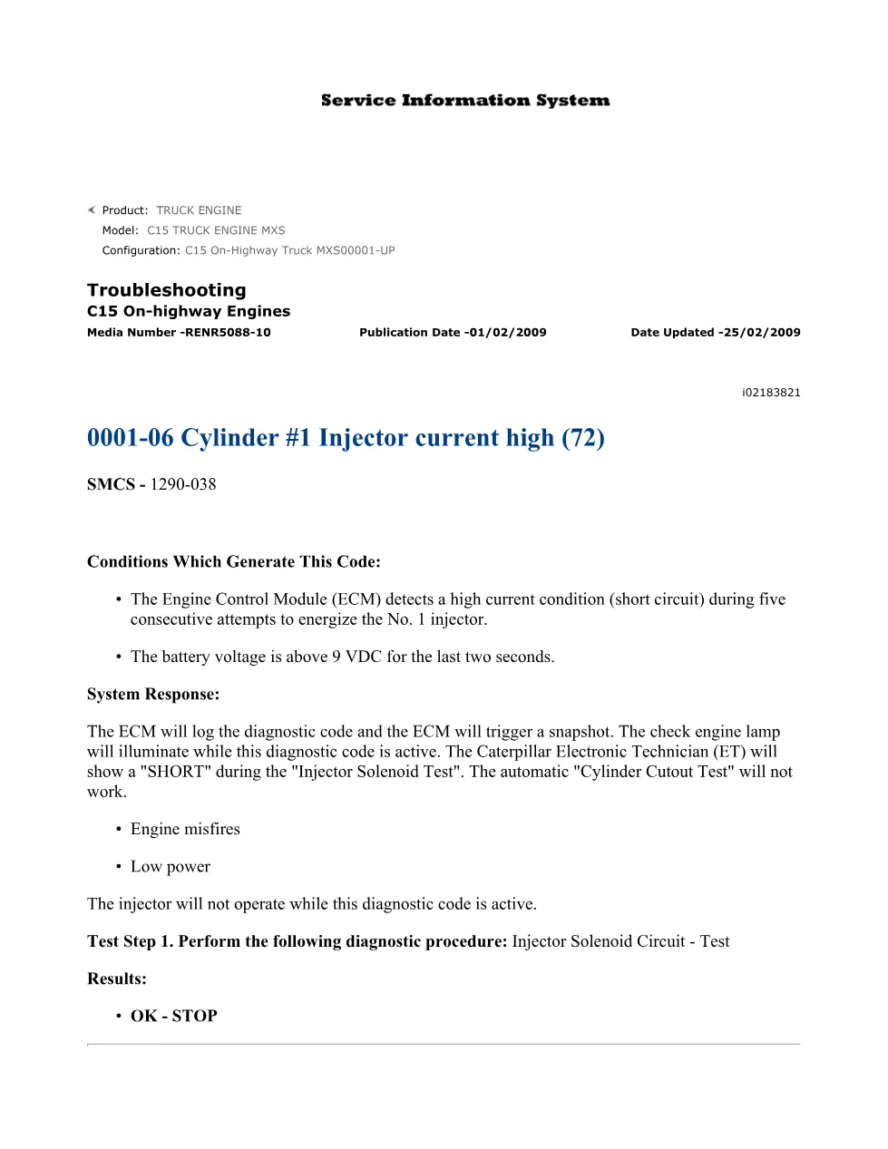 injector troubleshooting DTCs — RENR5088-10 — PDF, 17 Pages - preview page 1 of 3