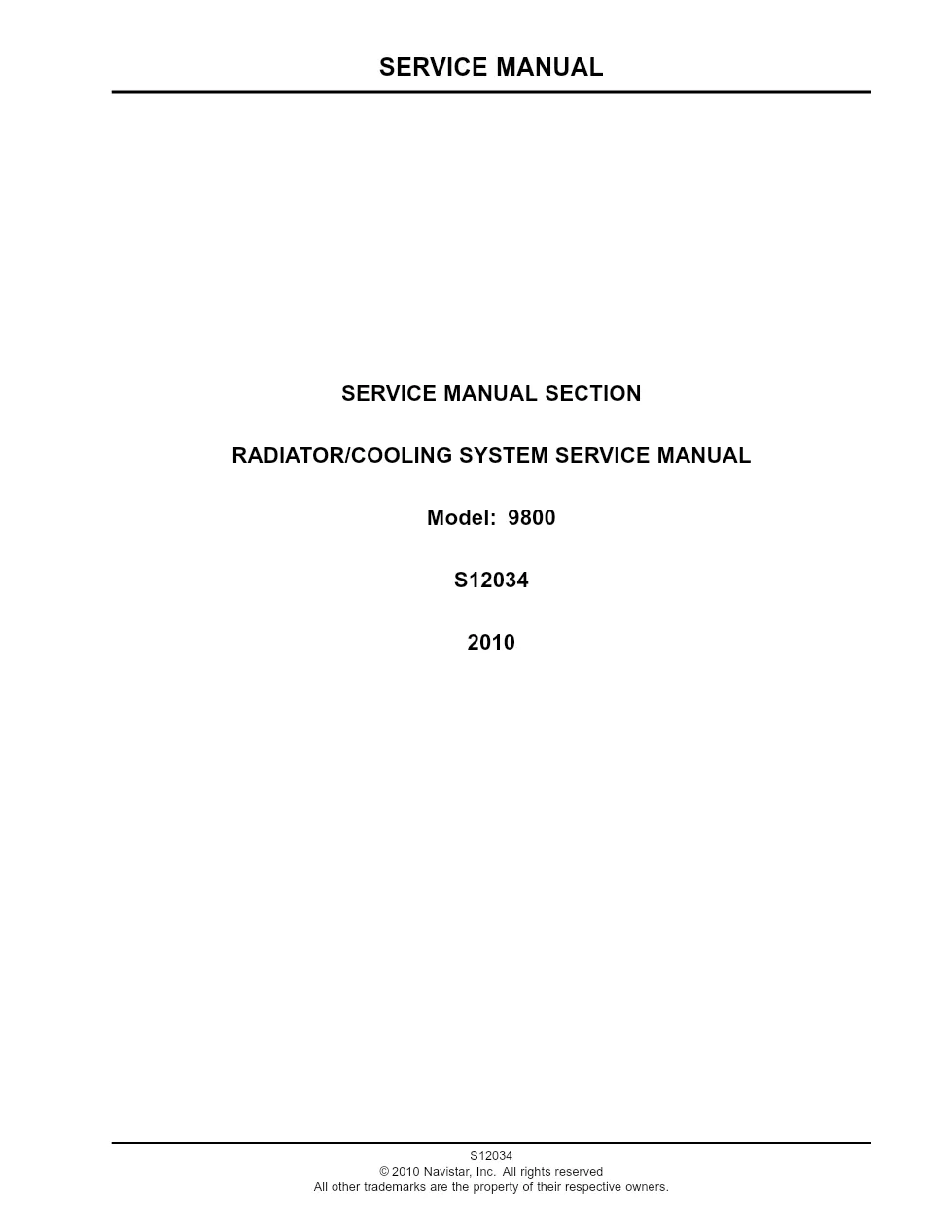 International 9800 cooling system service manual S12034 – Guide - preview page 1 of 6