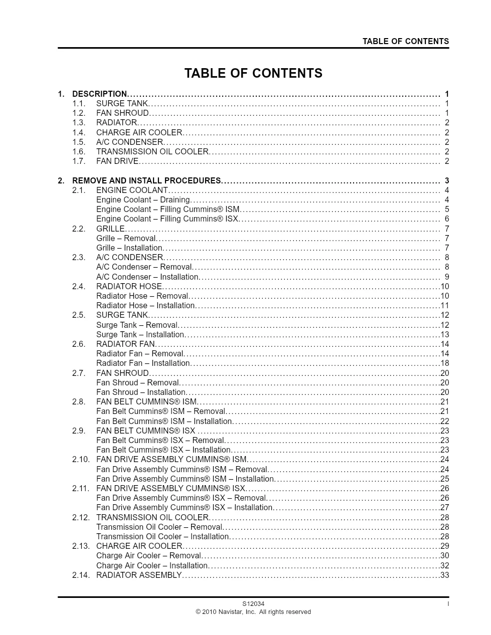 International 9800 cooling system service manual S12034 – Guide - page 3 is available after signing in