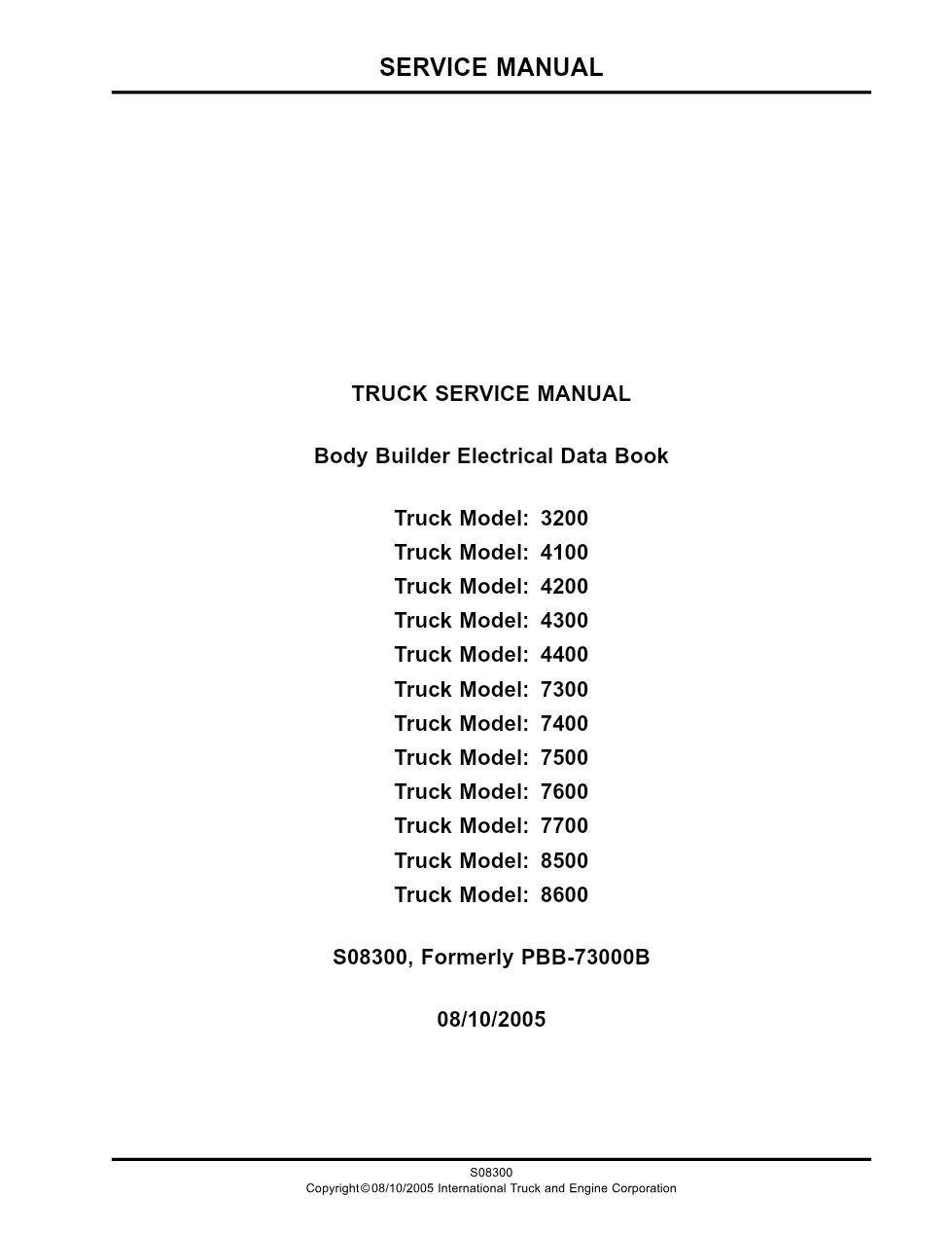 International body builder databook — 2005 Electrical Data Book - preview page 1 of 6