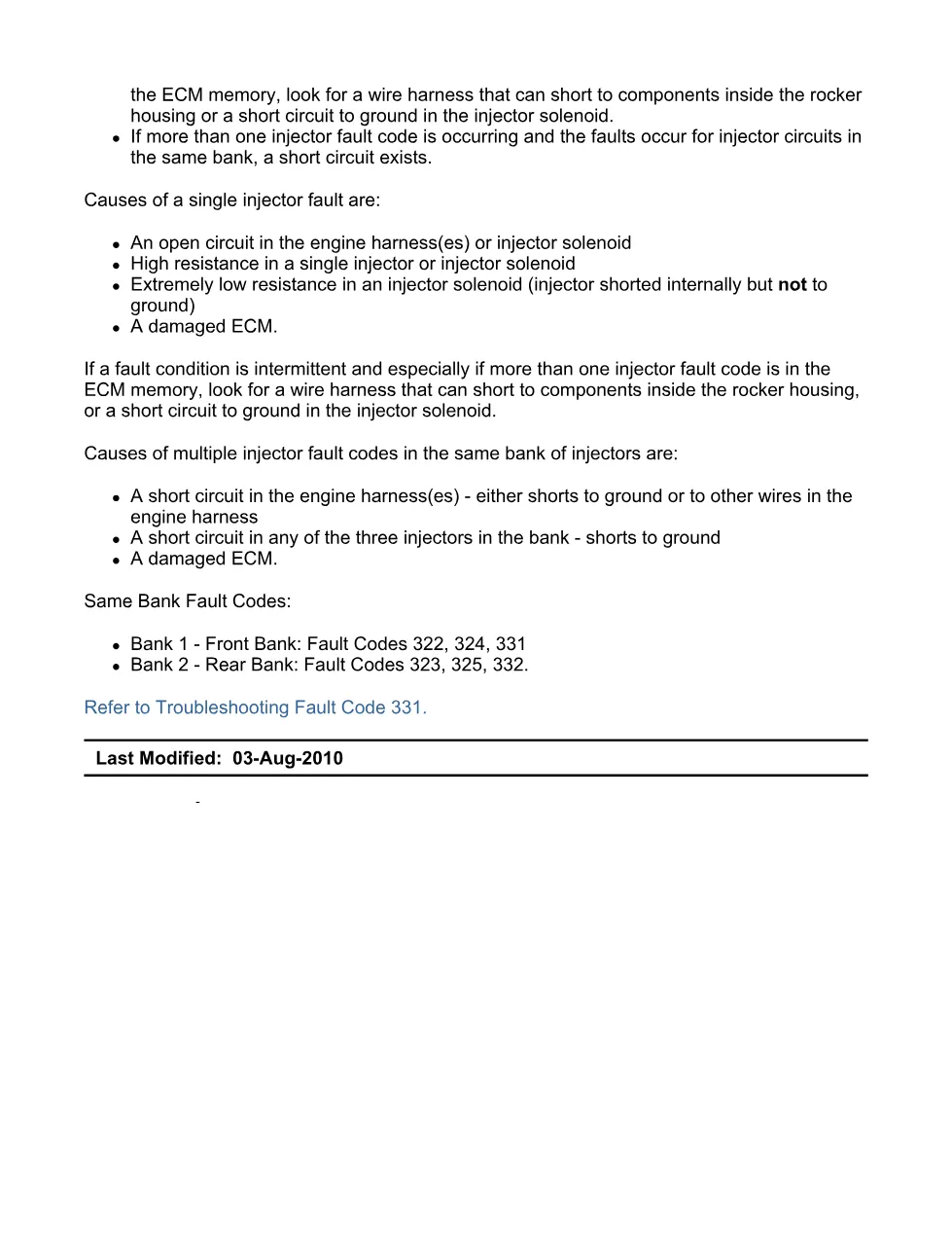 ISB injector fault DTCs manual — Fault Code 331 — PDF, 32 - page 3 is available after signing in