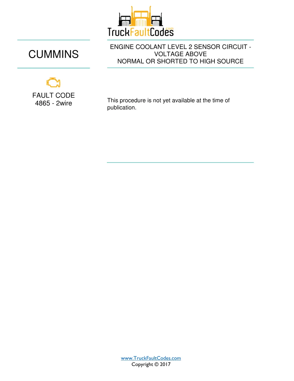 ISB67 code 4865 DTCs troubleshooting document, 1 pages – Cummins - page 1 is available after signing in
