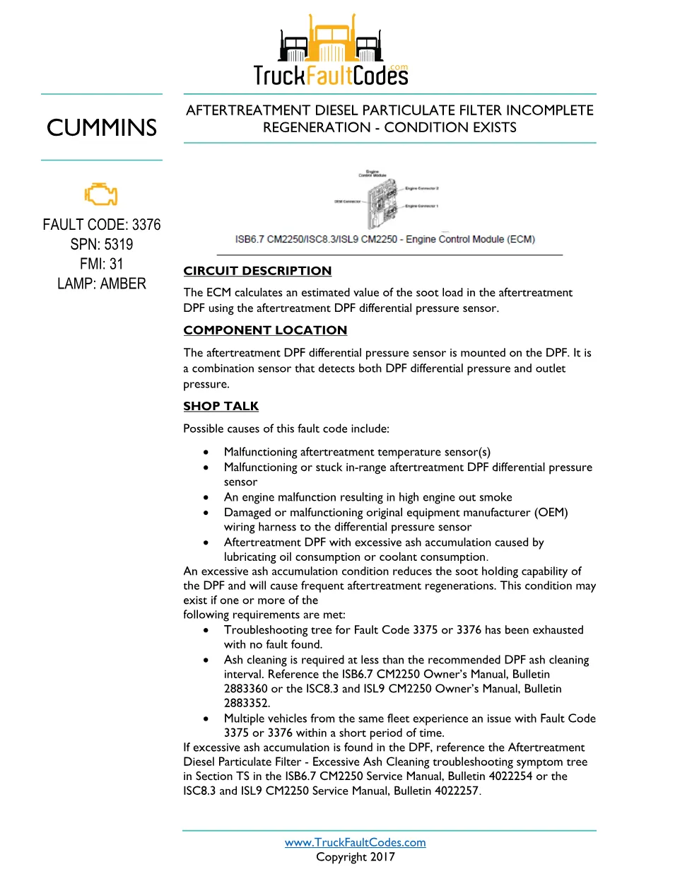 ISL9 Code 3376 DTCs Diagnostic Procedure – Fault Code 3376 – PDF - preview page 1 of 3
