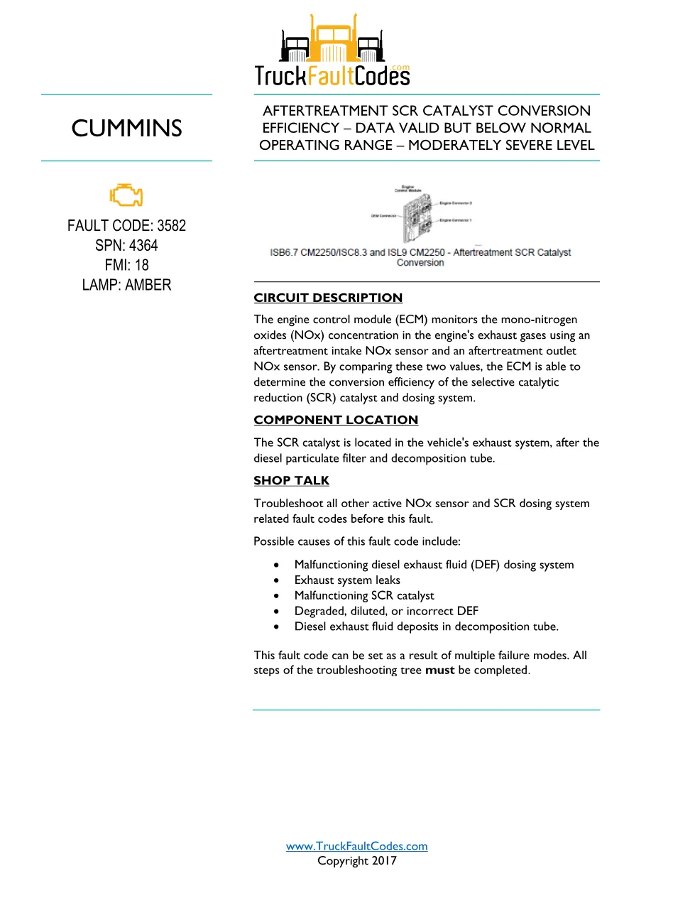 ISL9 Code 3582 DTCs Diagnostic Procedure – Fault Code 3582 – PDF - preview page 1 of 3