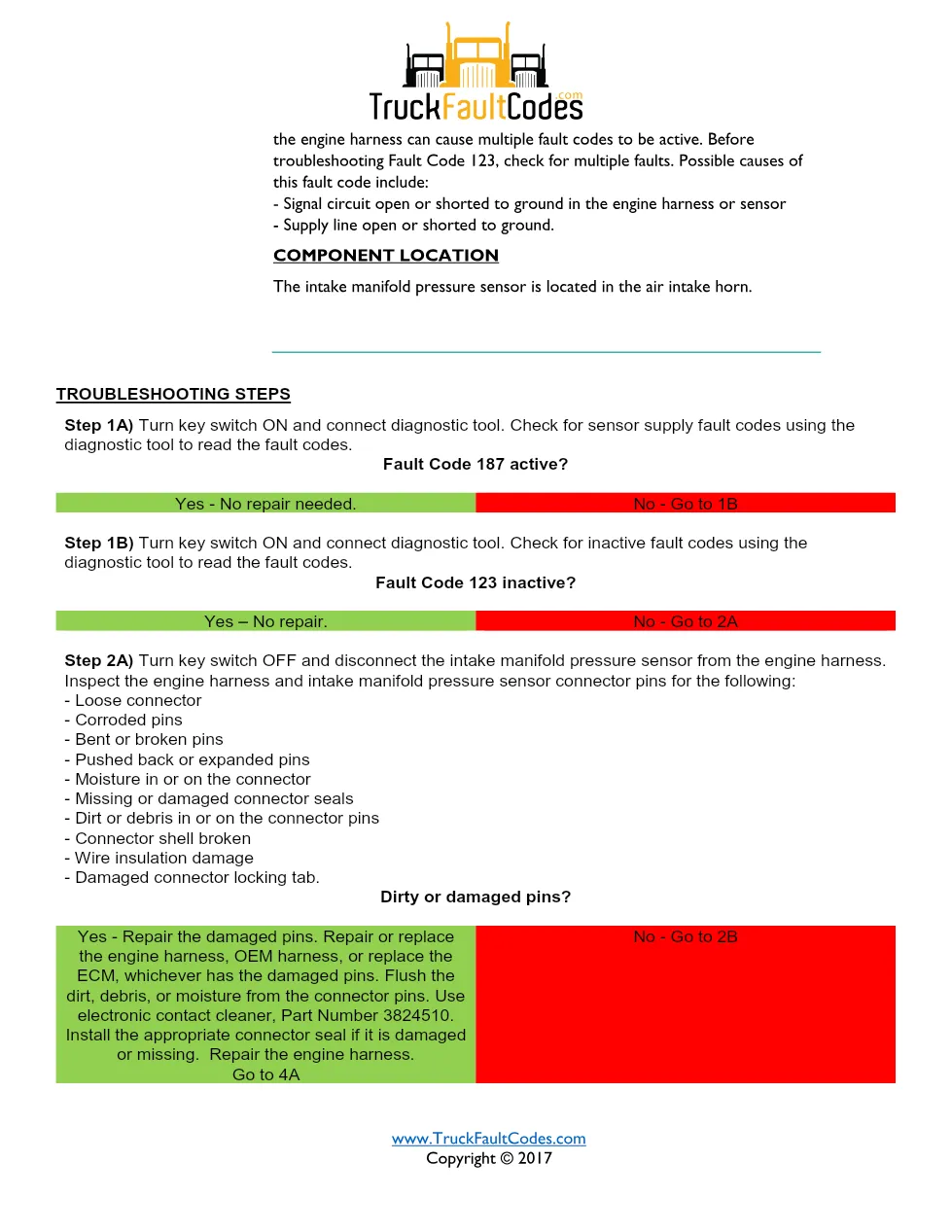 ISM code 123 DTCs — Intake Manifold Pressure Sensor low DTC - preview page 2 of 6