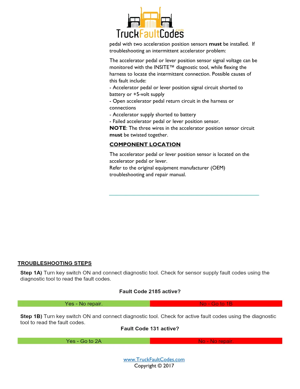 ISM code 131 DTCs accelerator pedal position sensor fault - preview page 2 of 5