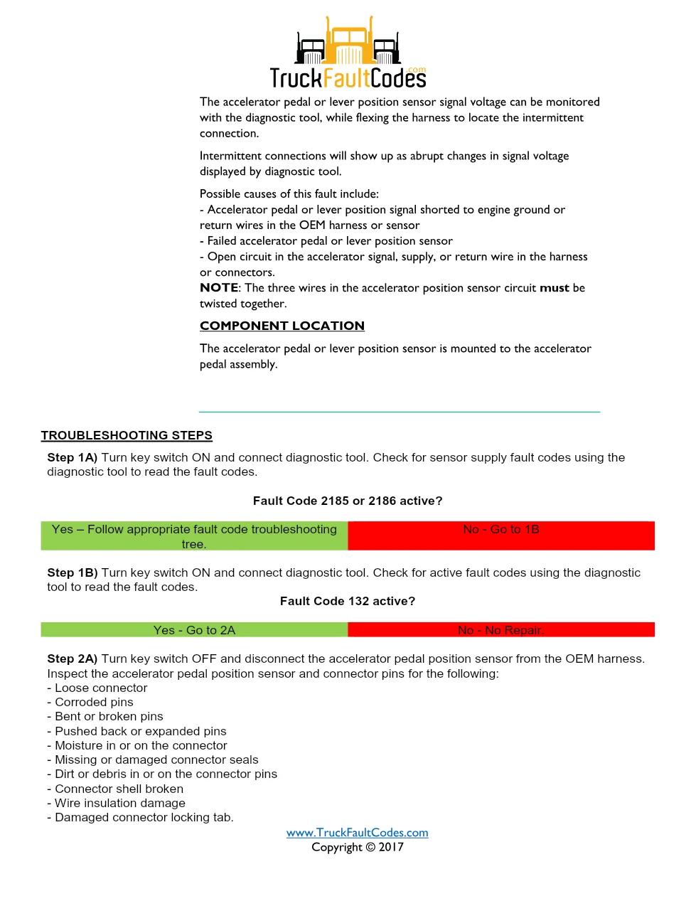 ISM code 132 DTCs accelerator pedal position sensor fault - preview page 2 of 6