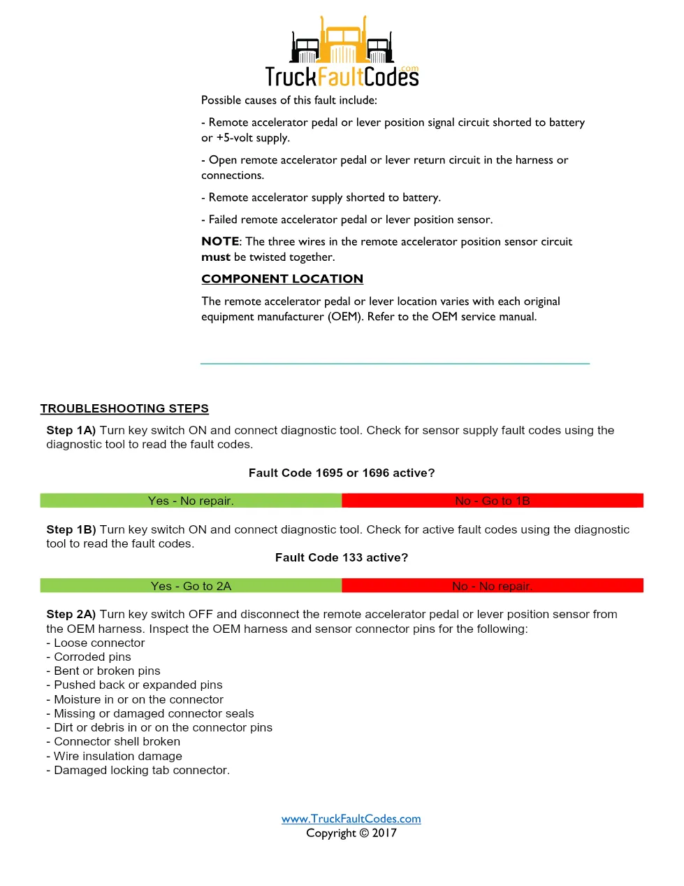 ISM code 133 DTCs remote accelerator position sensor fault - preview page 2 of 5