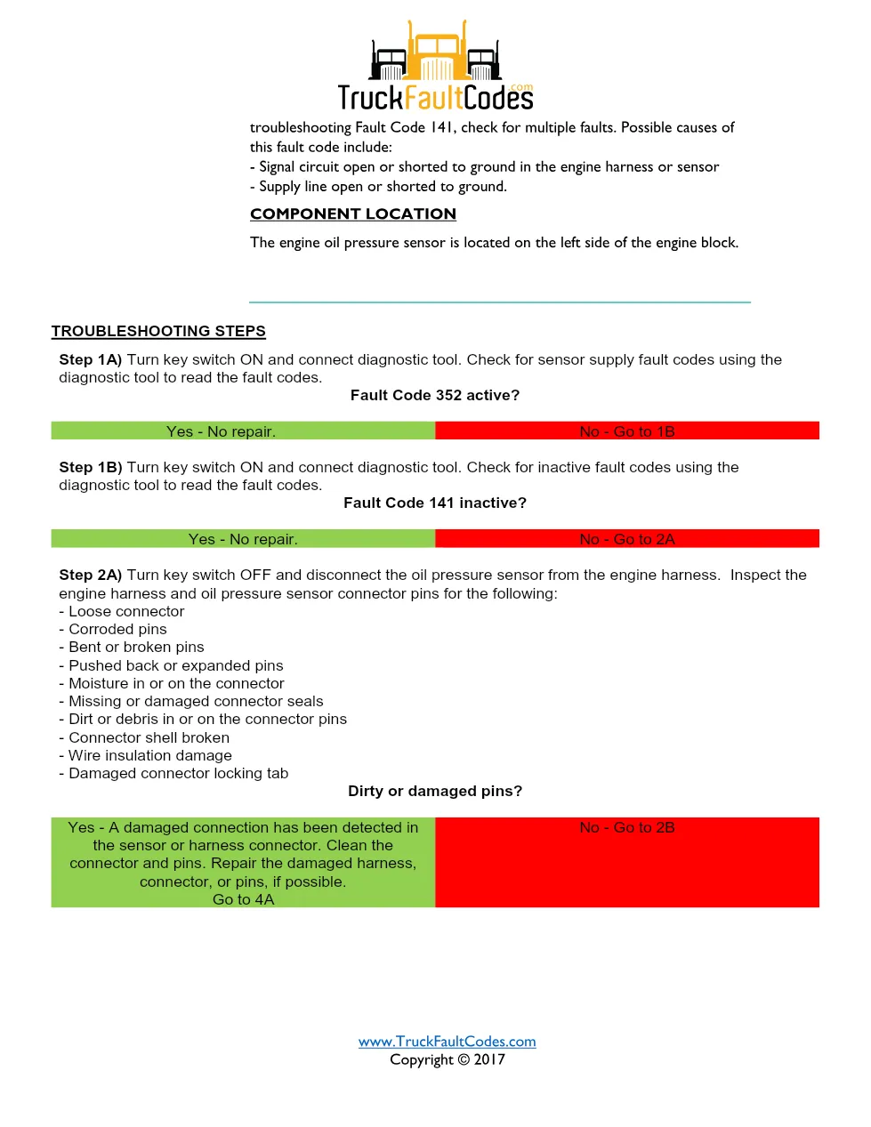 ISM code 141 DTCs engine oil rifle pressure circuit fault - preview page 2 of 6