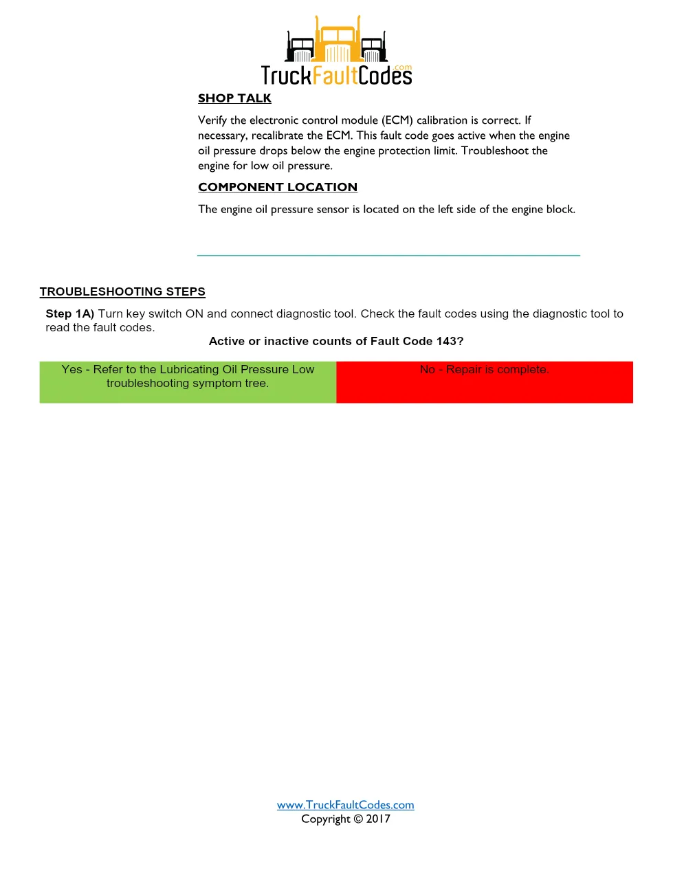 ISM code 143 DTCs engine oil rifle pressure circuit fault - page 2 is available after signing in