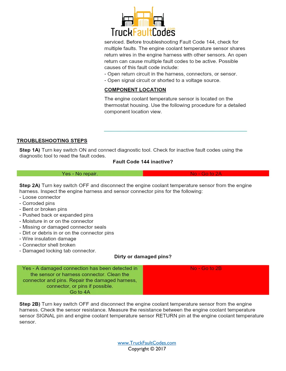 ISM code 144 DTCs engine coolant temperature sensor fault - preview page 2 of 6
