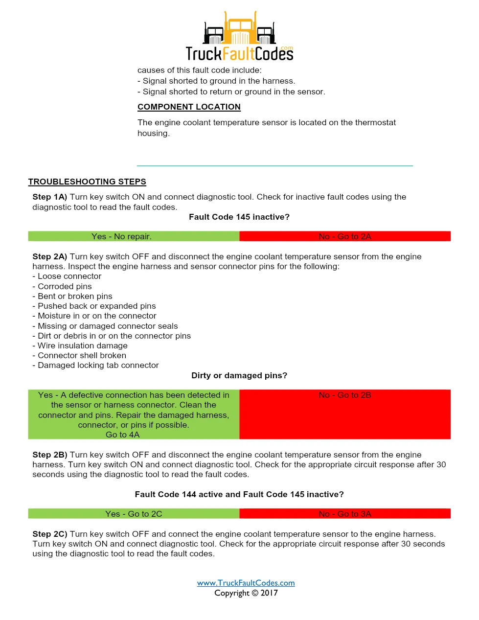 ISM code 145 DTCs engine coolant temperature sensor fault - preview page 2 of 5