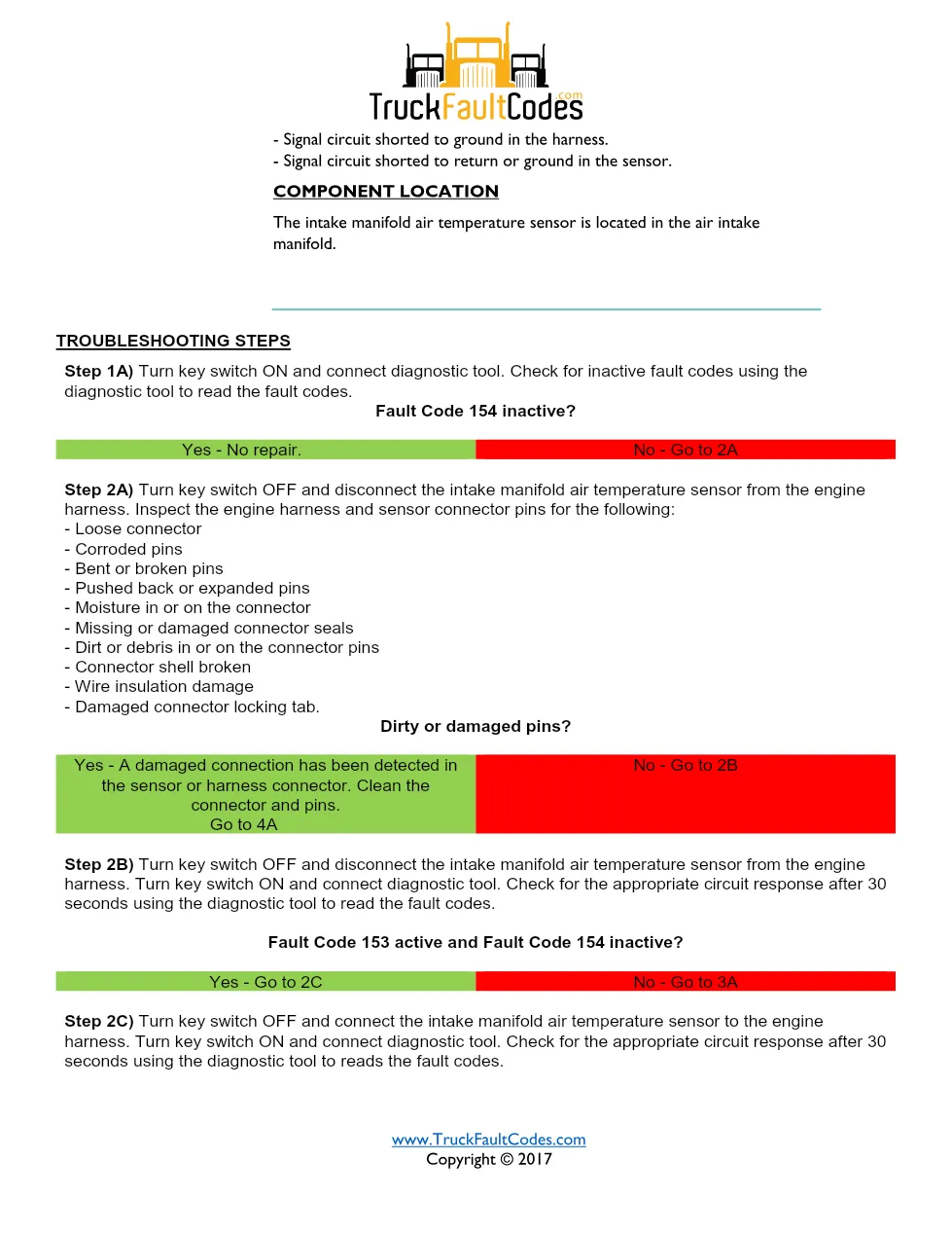 ISM code 154 DTCs intake manifold temperature sensor fault - preview page 2 of 5