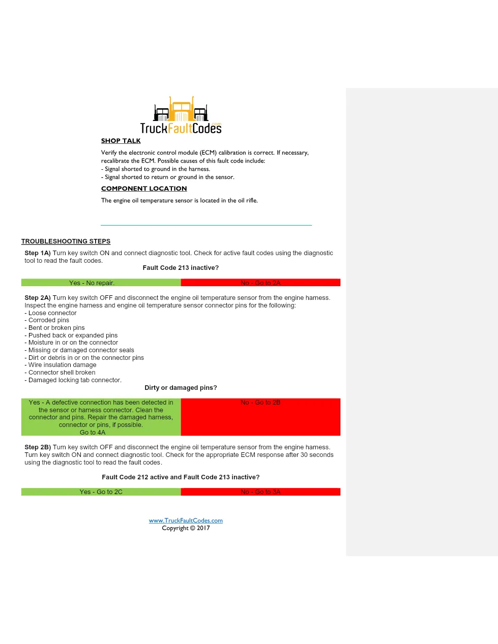 ISM code 213 DTCs engine oil temperature sensor circuit fault - preview page 2 of 5