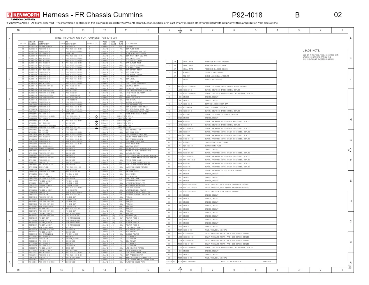 Kenworth front chassis wiring diagram — Cummins EPA 2010, drawing - page 2 is available after signing in