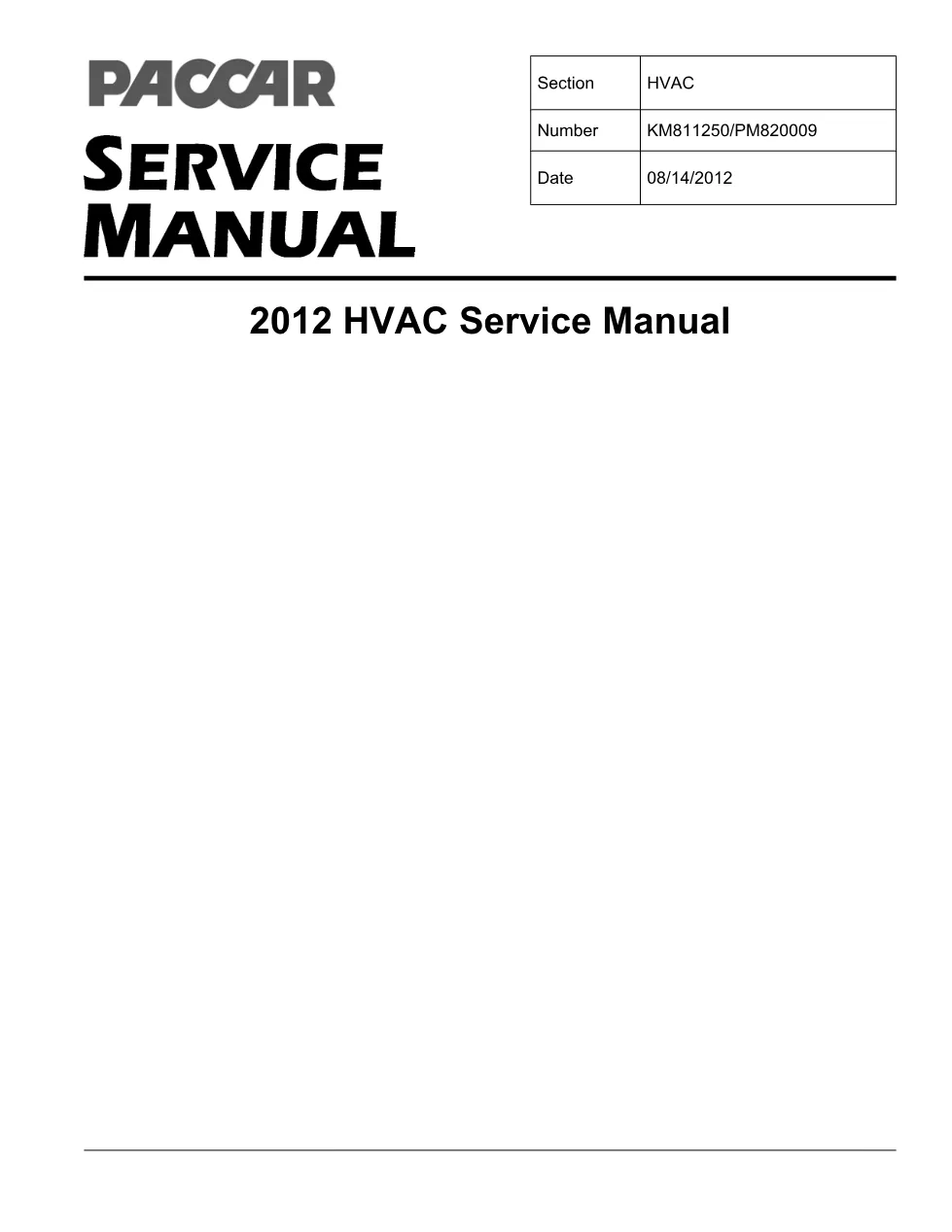 Kenworth T6 HVAC Manual — 2012 Air Conditioning Service Manual - preview page 1 of 6