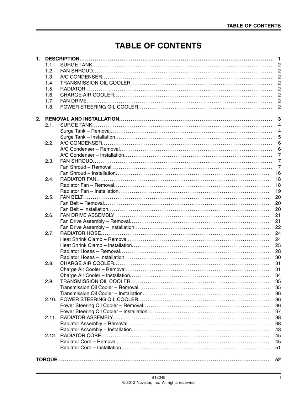 LoneStar cooling system service manual — International S12049 EPA - page 3 is available after signing in