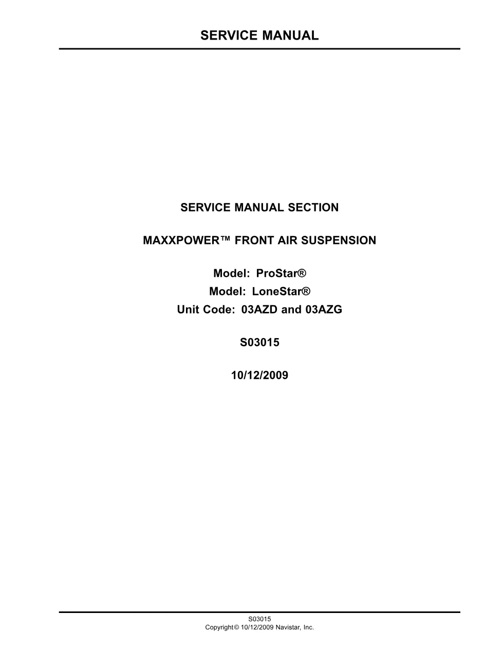 LoneStar front air suspension manual — MaxxPower, International - preview page 1 of 6