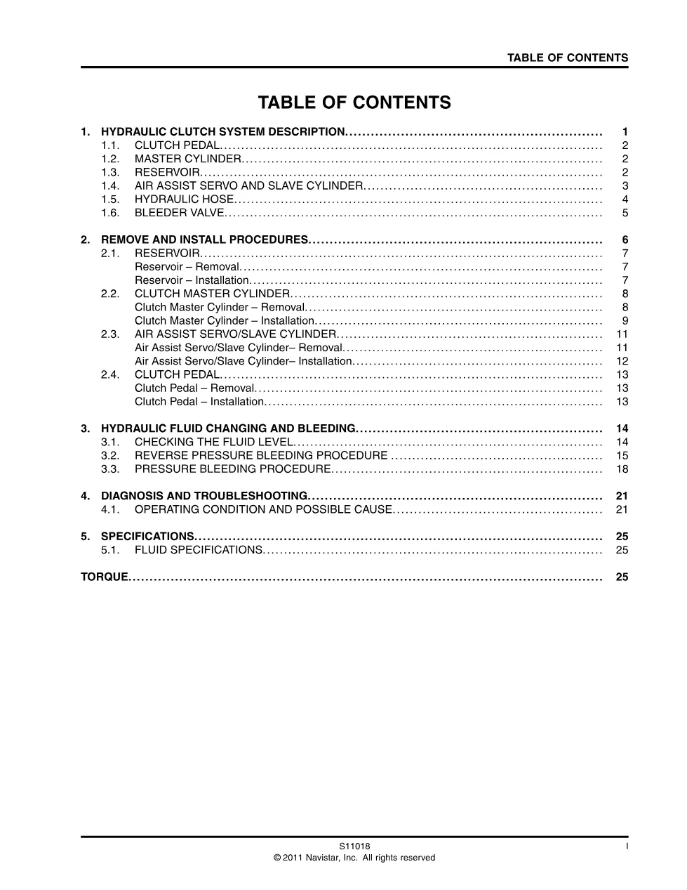 LoneStar hydraulic clutch manual — International ProStar+, - page 3 is available after signing in