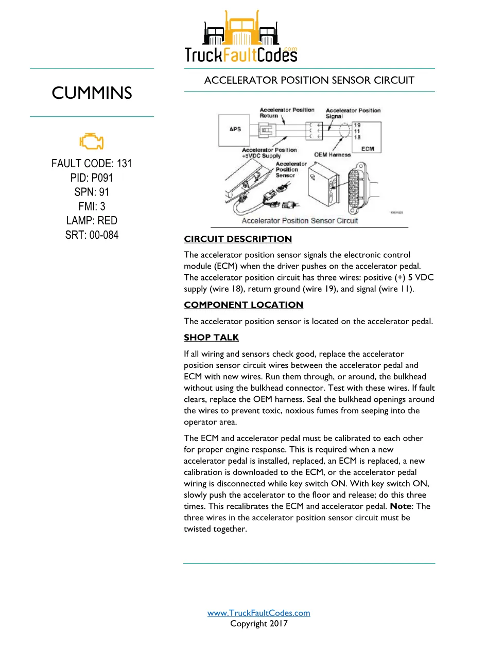 M11 code 131 IVS accelerator position sensor circuit — Cummins - preview page 1 of 6