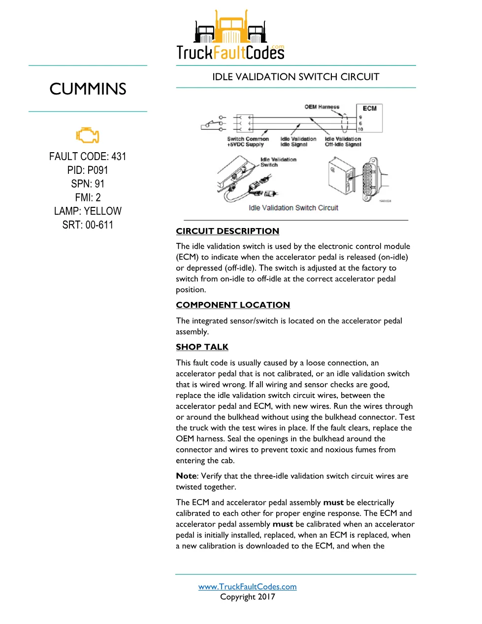 M11 code 431 ISS — Idle Validation Switch Circuit diagnostic, PID - preview page 1 of 6