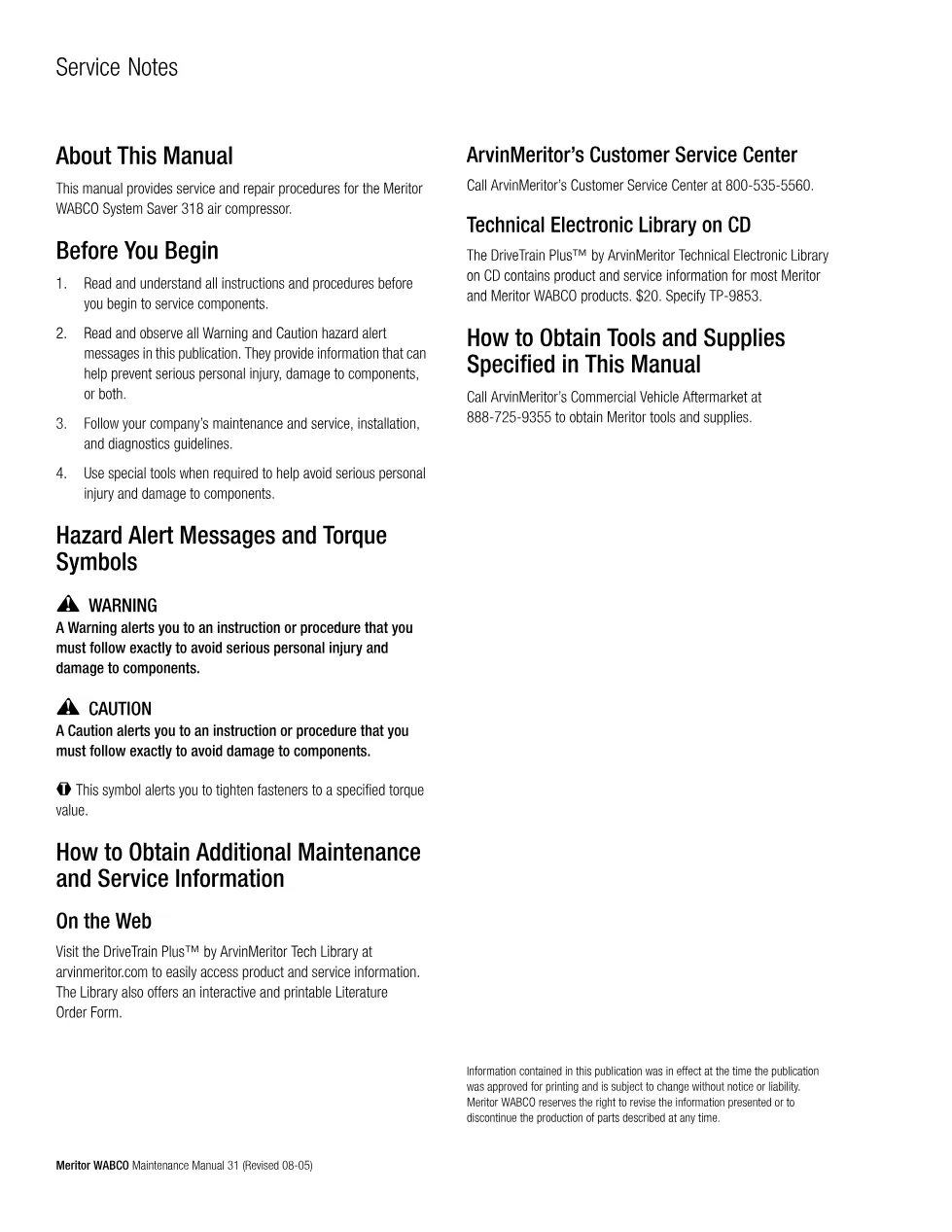 Mack air compressor maintenance — Meritor WABCO System Saver - preview page 2 of 6