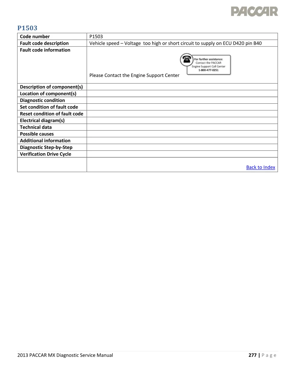 engine fault codes P1503: single-page reference (PACCAR) - page 1 is available after signing in