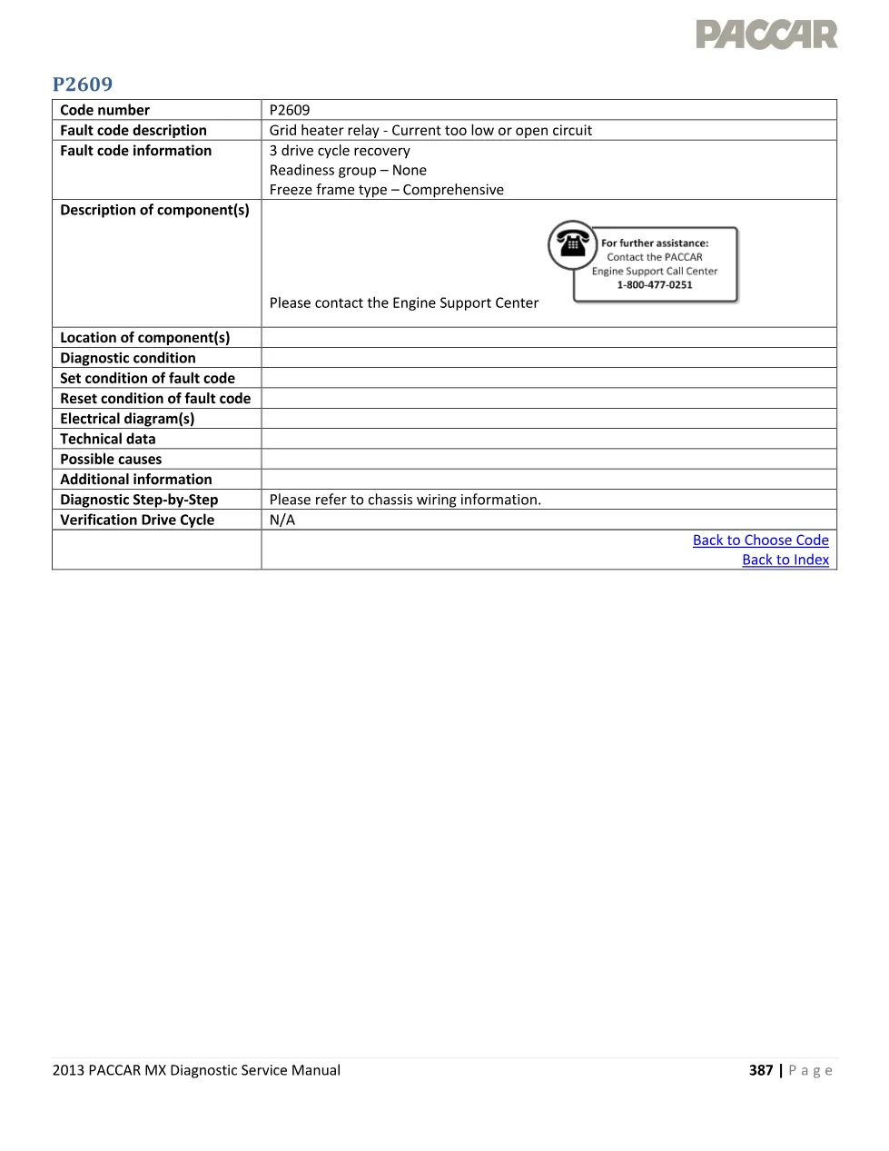 MX grid heater P2609 P2609 Diagnostic Code — 2013 EPA Service - page 1 is available after signing in