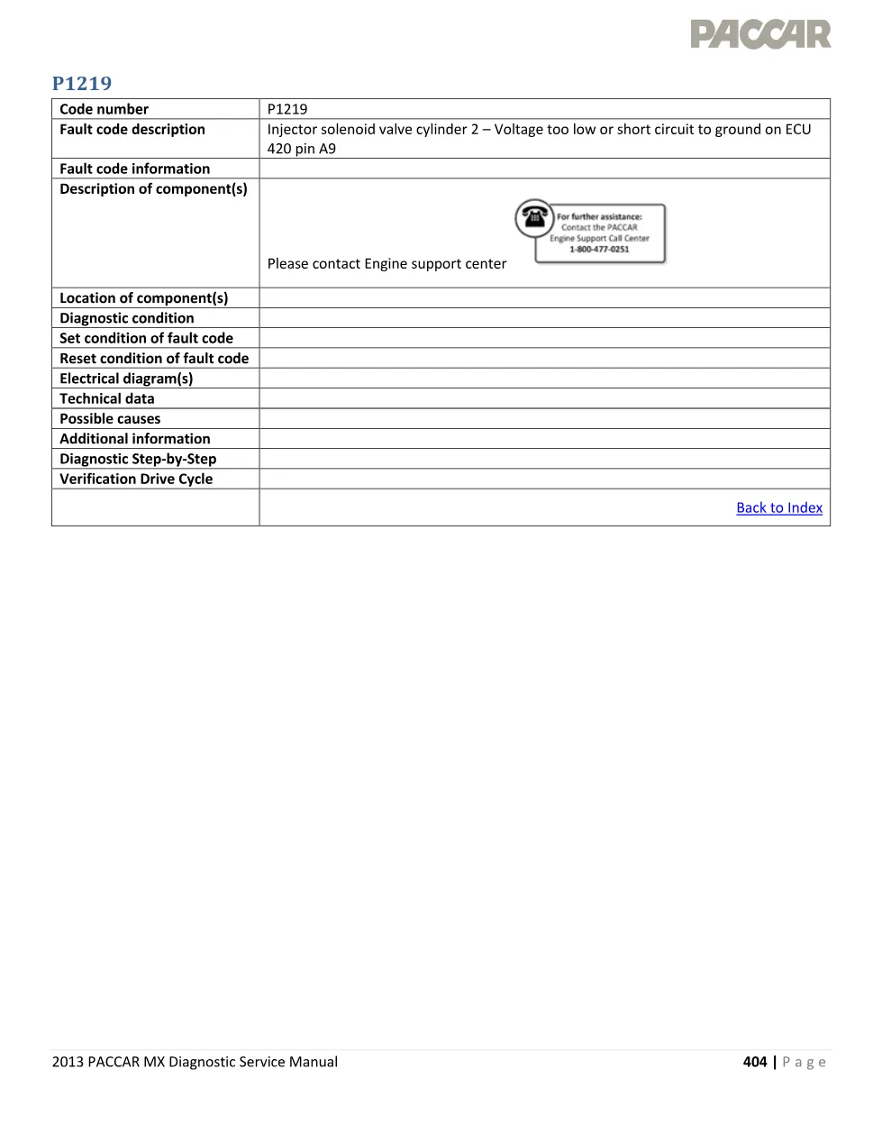 injector solenoid fault P1219 P1219 — Diagnostic Service Manual - page 1 is available after signing in