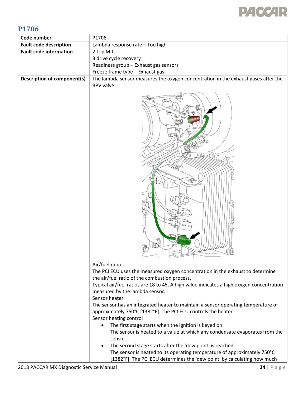 MX lambda sensor P1706 official workshop document preview page 1