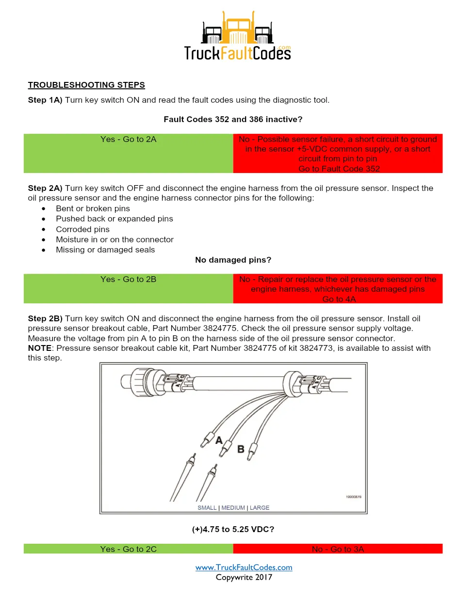 oil pressure sensor DTCs fault code guide — Fault Code 135 - preview page 2 of 3