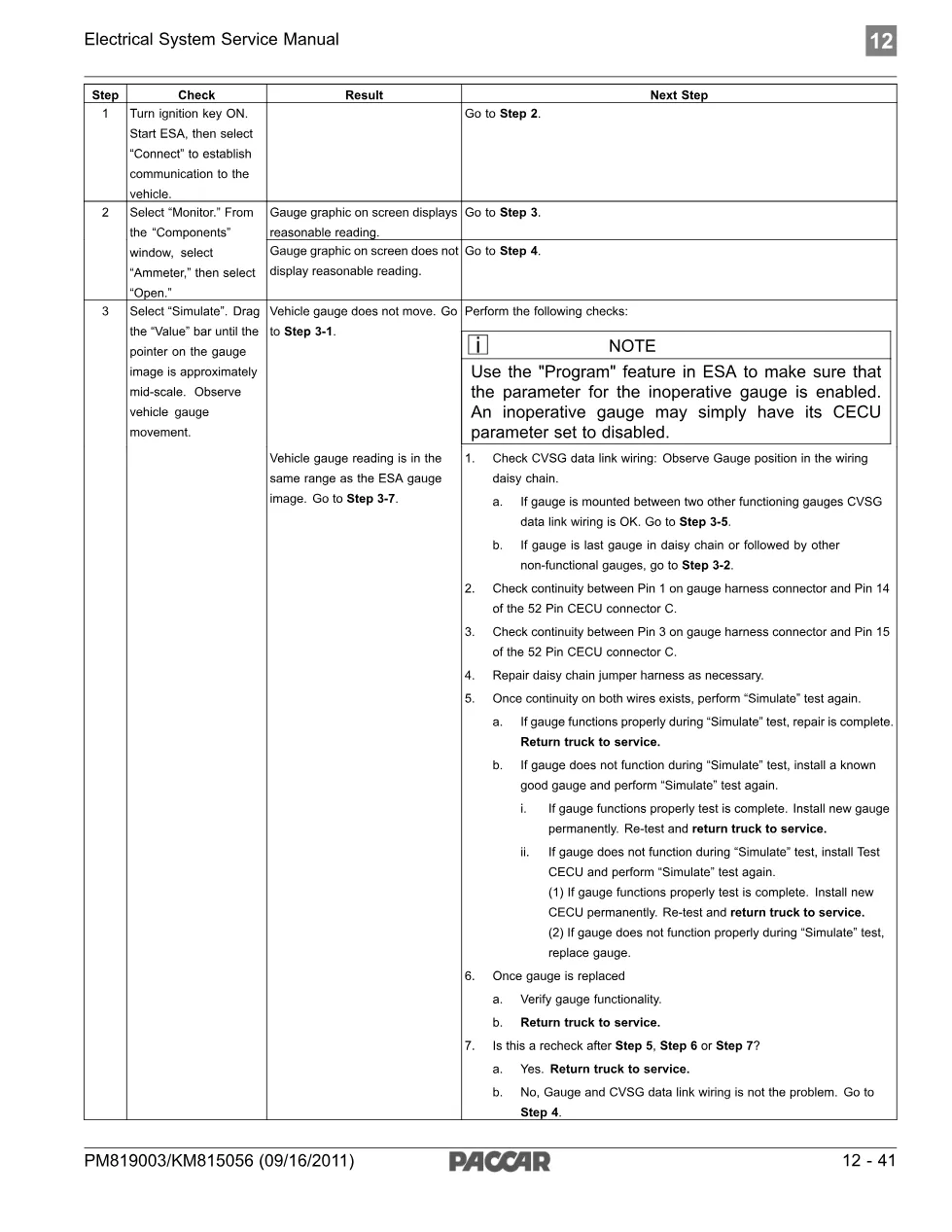PACCAR Ammeter Gauge Diagnostic and Repair Manual — PM819003/KM815056 - preview page 2 of 4